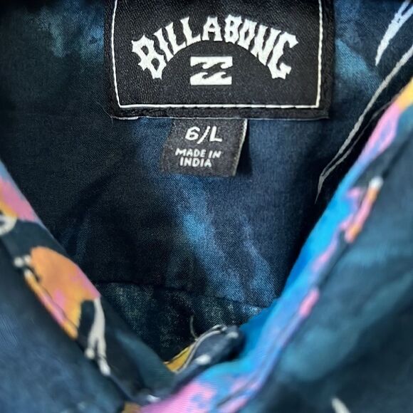 Billabong tropical button shirt boys Sz-6L - Picture 2 of 7